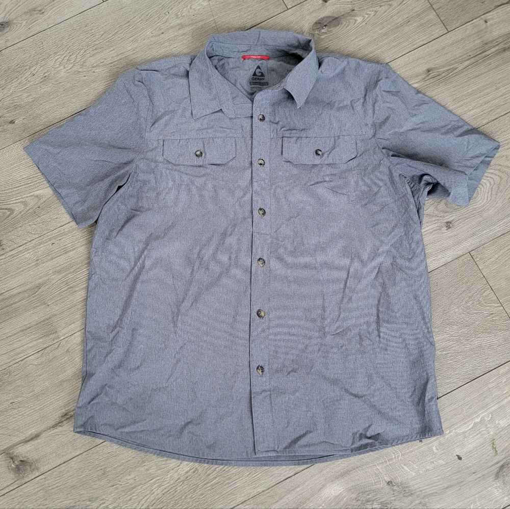 Gerry Men's Gray Short Sleeve Button Up Size XL Polyester Blend